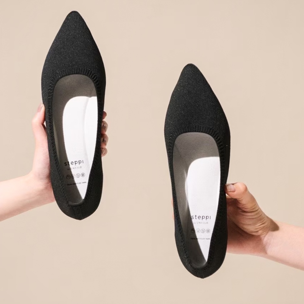 steppi rothys like recycled knit machine washable black flat size 5.5 NWOT